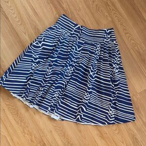 Maeve Anthropologie Skirt Blue White Patterned A-Line Size 6 Cotton